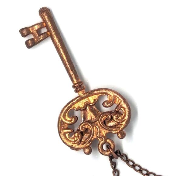 Handmade Shark Tooth Copper Key Necklace - Picture 2 of 7